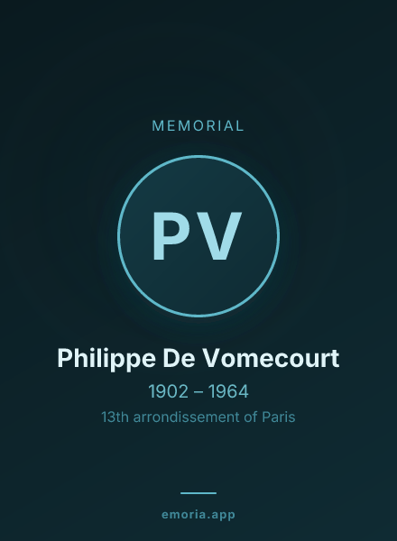 Memorial portrait of Philippe De Vomecourt