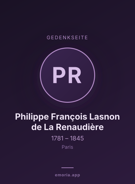 Gedenkportrait von Philippe François Lasnon de La Renaudière