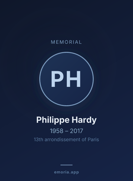 Memorial portrait of Philippe Hardy