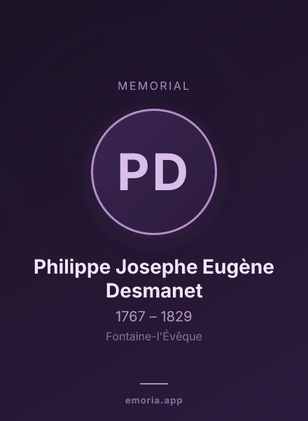Memorial portrait of Philippe Josephe Eugène Desmanet