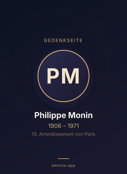 Gedenkportrait von Philippe Monin
