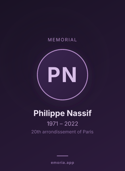 Memorial portrait of Philippe Nassif