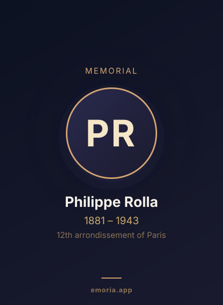 Memorial portrait of Philippe Rolla