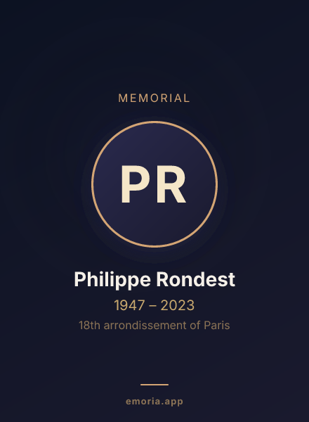 Memorial portrait of Philippe Rondest