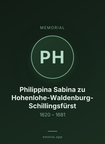 Memorial portrait of Philippina Sabina zu Hohenlohe-Waldenburg-Schillingsfürst