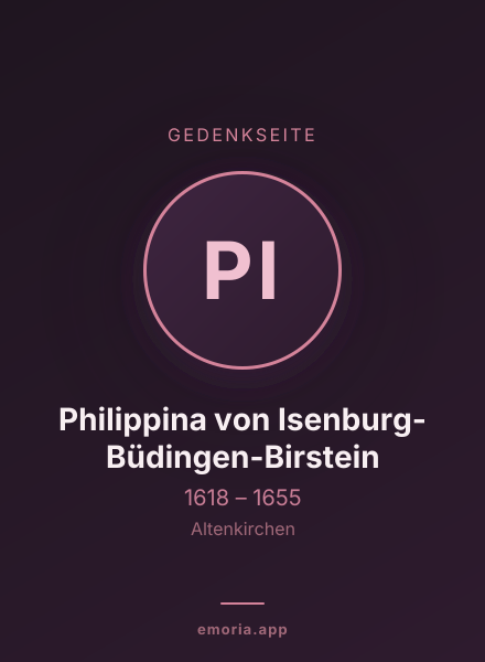 Gedenkportrait von Philippina von Isenburg-Büdingen-Birstein
