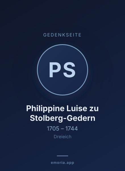 Gedenkportrait von Philippine Luise zu Stolberg-Gedern
