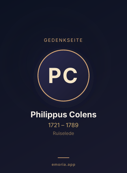 Gedenkportrait von Philippus Colens