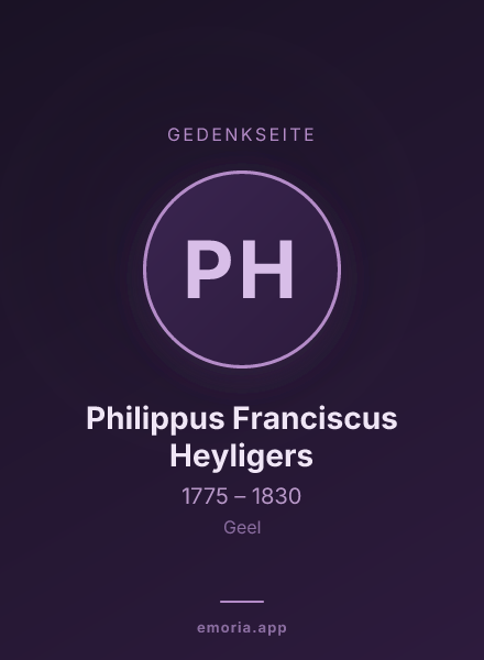 Gedenkportrait von Philippus Franciscus Heyligers