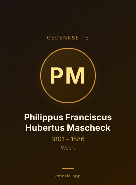 Gedenkportrait von Philippus Franciscus Hubertus Mascheck