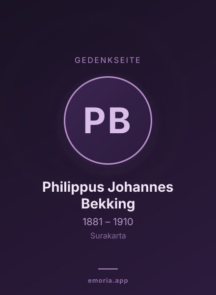 Gedenkportrait von Philippus Johannes Bekking