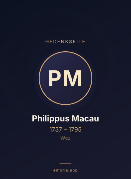 Gedenkportrait von Philippus Macau