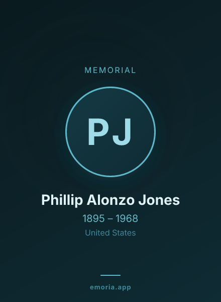 Memorial portrait of Phillip Alonzo Jones