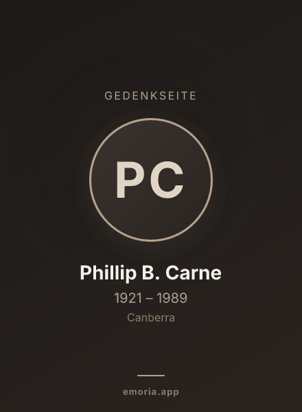 Gedenkportrait von Phillip B. Carne