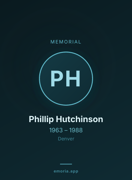 Memorial portrait of Phillip Hutchinson