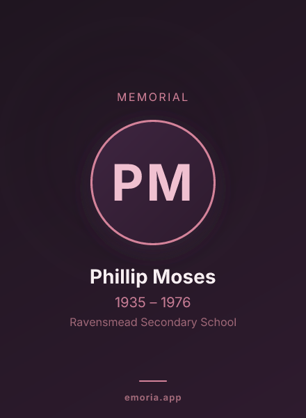 Memorial portrait of Phillip Moses