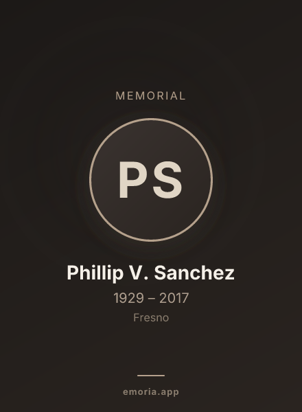 Memorial portrait of Phillip V. Sanchez