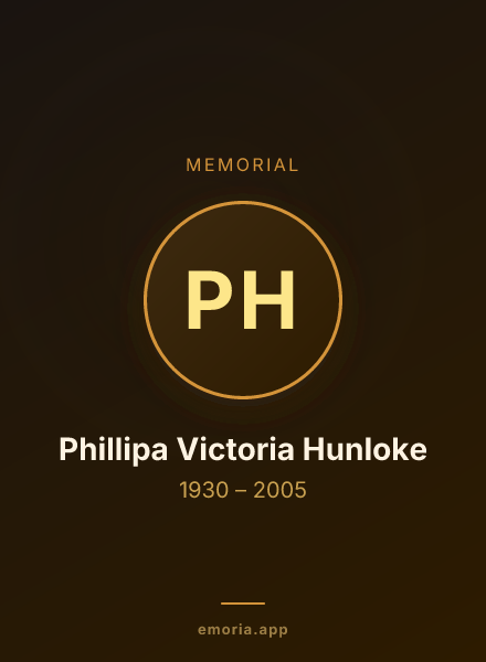 Memorial portrait of Phillipa Victoria Hunloke