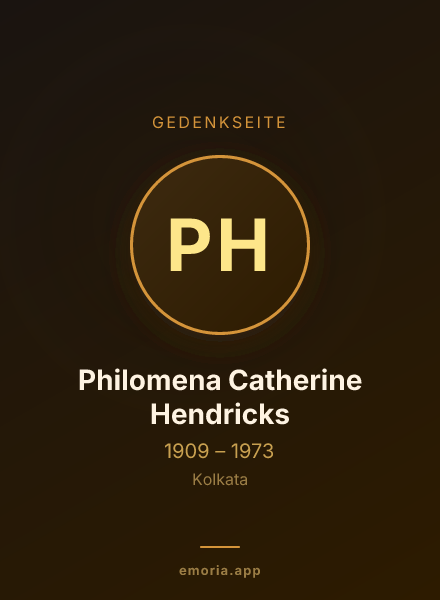 Gedenkportrait von Philomena Catherine Hendricks