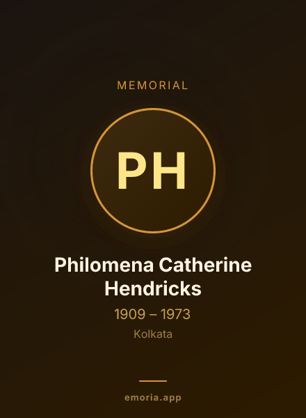 Memorial portrait of Philomena Catherine Hendricks