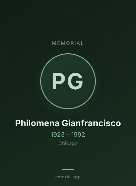 Memorial portrait of Philomena Gianfrancisco