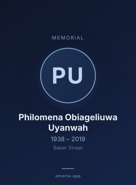 Memorial portrait of Philomena Obiageliuwa Uyanwah