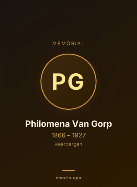 Memorial portrait of Philomena Van Gorp