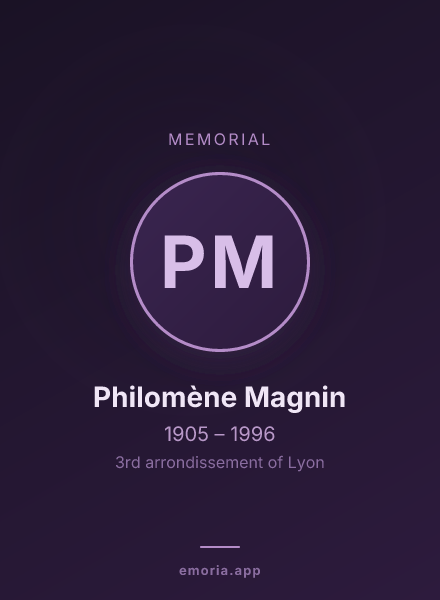 Memorial portrait of Philomène Magnin
