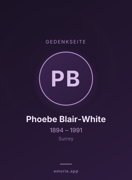 Gedenkportrait von Phoebe Blair-White
