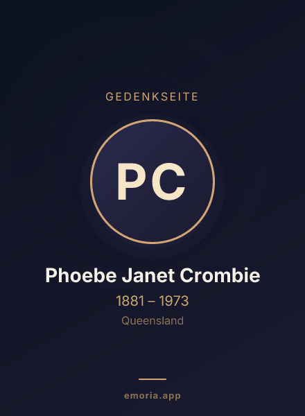 Gedenkportrait von Phoebe Janet Crombie