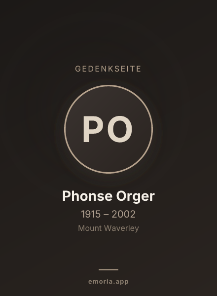 Gedenkportrait von Phonse Orger