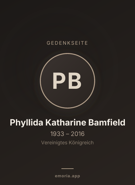 Gedenkportrait von Phyllida Katharine Bamfield
