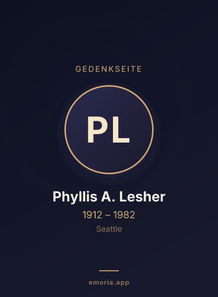 Gedenkportrait von Phyllis A. Lesher