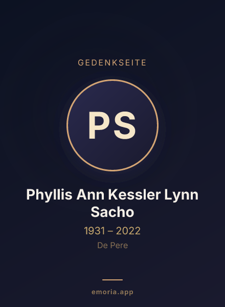 Gedenkportrait von Phyllis Ann Kessler Lynn Sacho