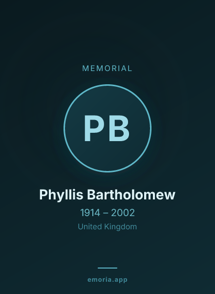 Memorial portrait of Phyllis Bartholomew