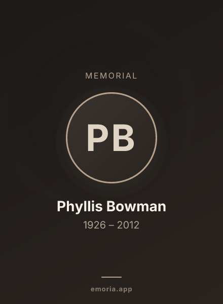 Memorial portrait of Phyllis Bowman