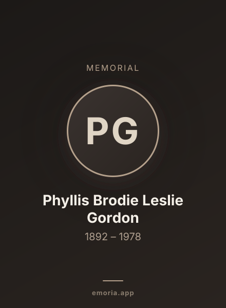 Memorial portrait of Phyllis Brodie Leslie Gordon