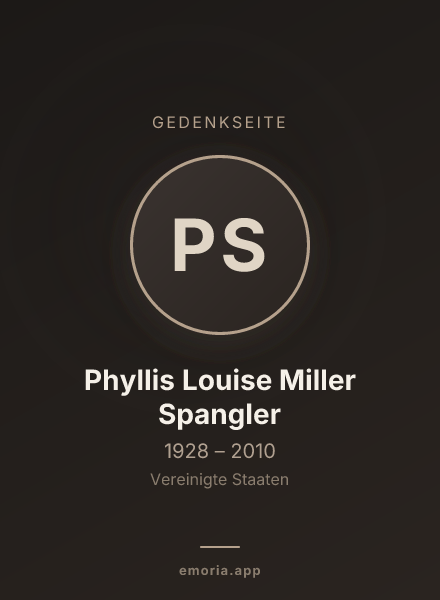 Gedenkportrait von Phyllis Louise Miller Spangler