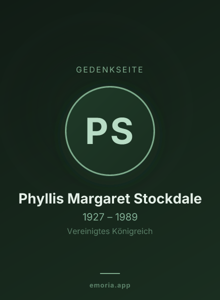 Gedenkportrait von Phyllis Margaret Stockdale