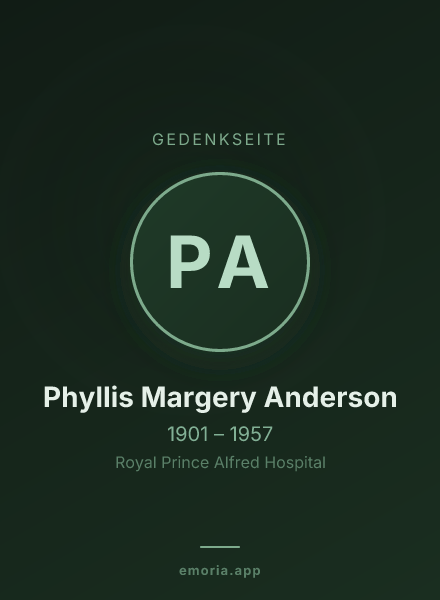 Gedenkportrait von Phyllis Margery Anderson