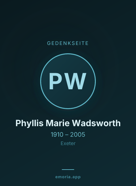 Gedenkportrait von Phyllis Marie Wadsworth