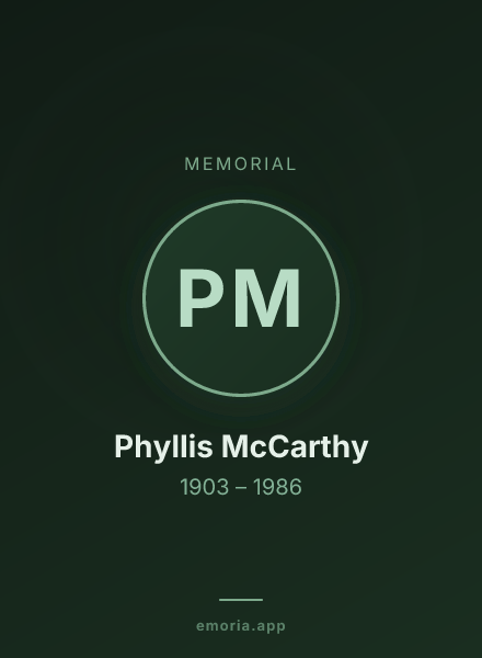 Memorial portrait of Phyllis McCarthy