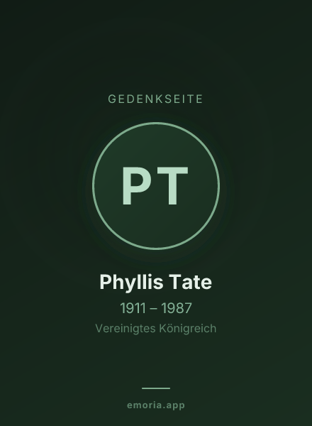 Gedenkportrait von Phyllis Tate