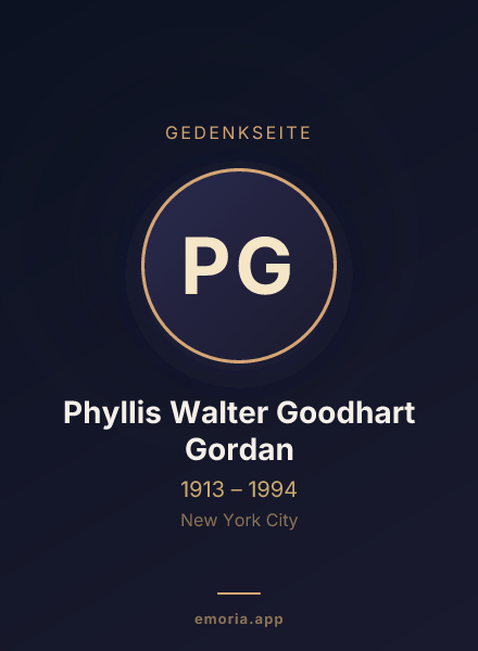 Gedenkportrait von Phyllis Walter Goodhart Gordan