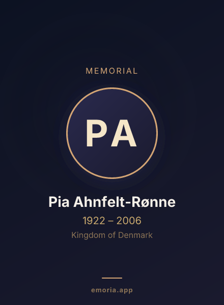 Memorial portrait of Pia Ahnfelt-Rønne
