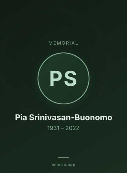 Memorial portrait of Pia Srinivasan-Buonomo