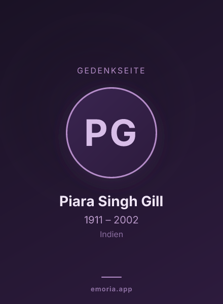 Gedenkportrait von Piara Singh Gill