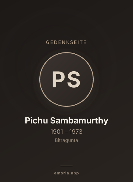 Gedenkportrait von Pichu Sambamurthy