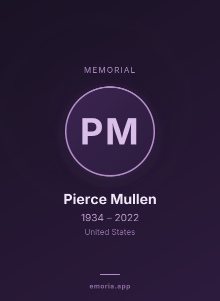 Memorial portrait of Pierce Mullen