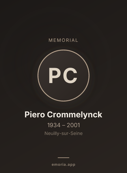 Memorial portrait of Piero Crommelynck